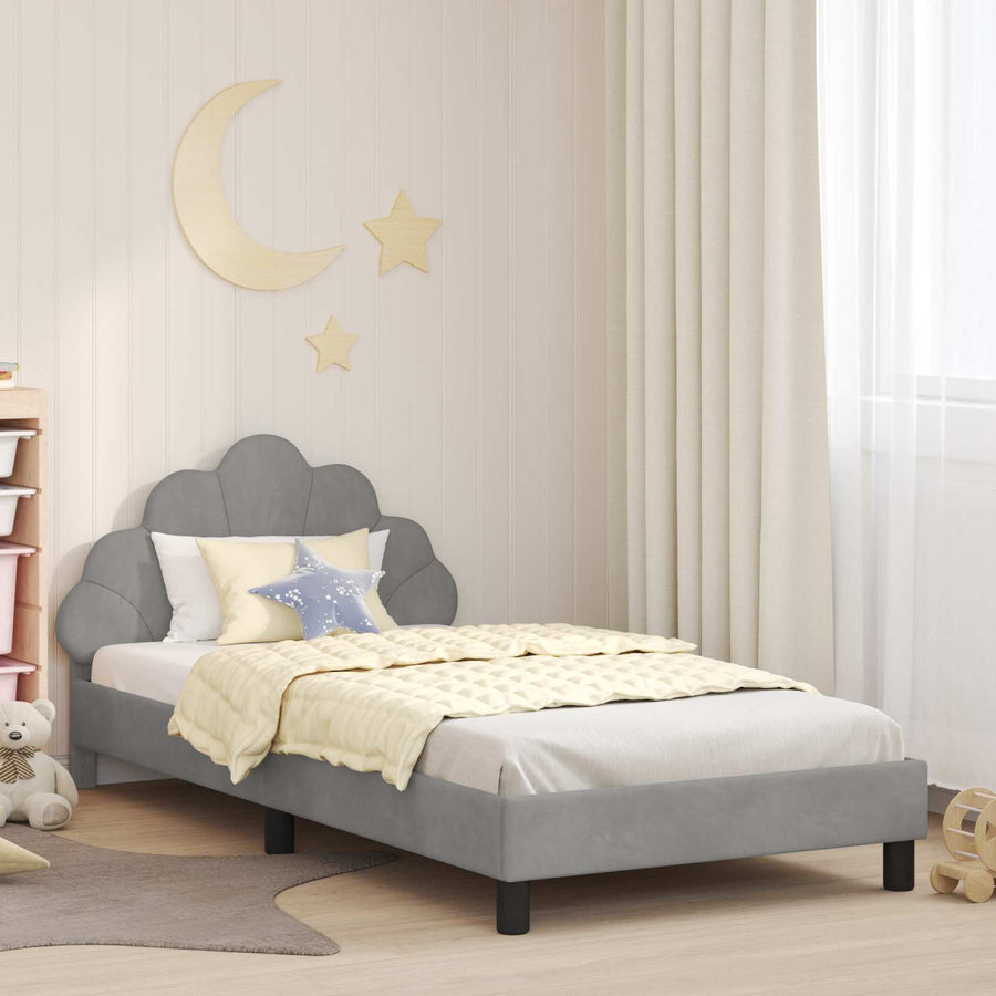 Bedframe voor kinderen met hoofdbord Lichtgrijs 90 x 200 cm