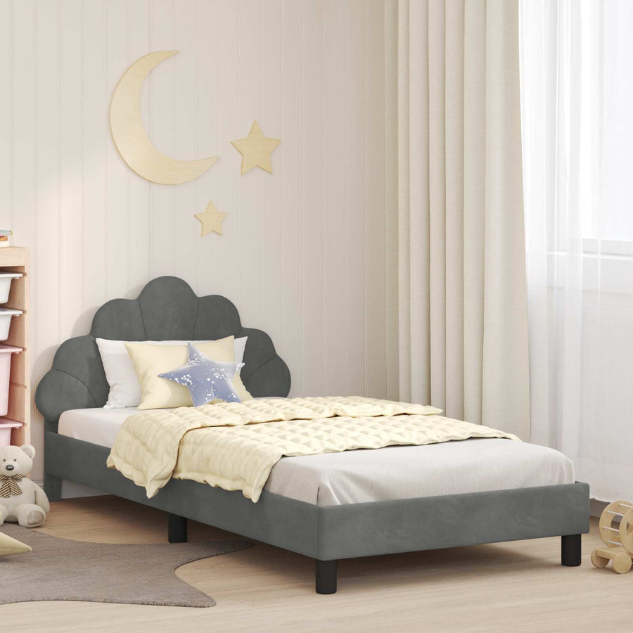 Bedframe voor kinderen met hoofdbord Donkergrijs 90 x 200 cm