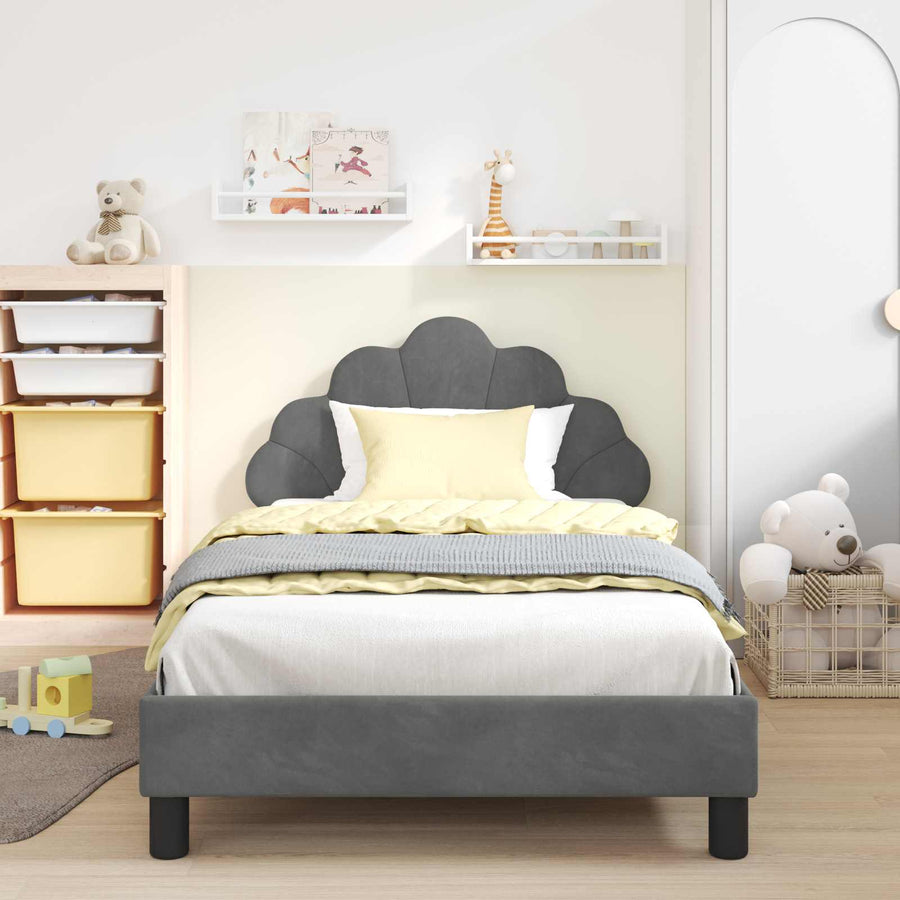 Bedframe voor kinderen met hoofdbord Donkergrijs 90 x 200 cm