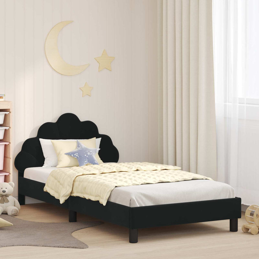 Bedframe voor kinderen met hoofdbord Zwart 90 x 200 cm Fluweel
