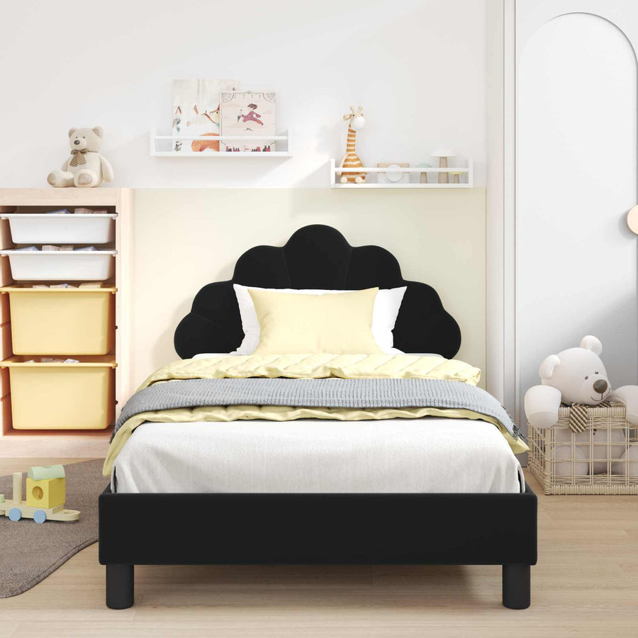 Bedframe voor kinderen met hoofdbord Zwart 90 x 200 cm Fluweel