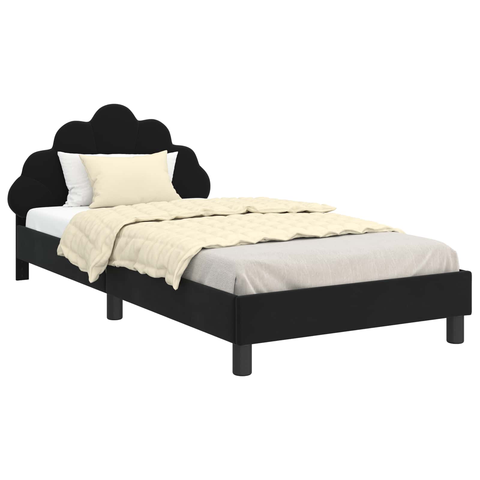 Bedframe voor kinderen met hoofdbord Zwart 90 x 200 cm Fluweel
