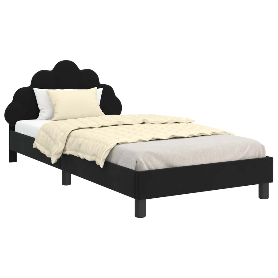Bedframe voor kinderen met hoofdbord Zwart 90 x 200 cm Fluweel