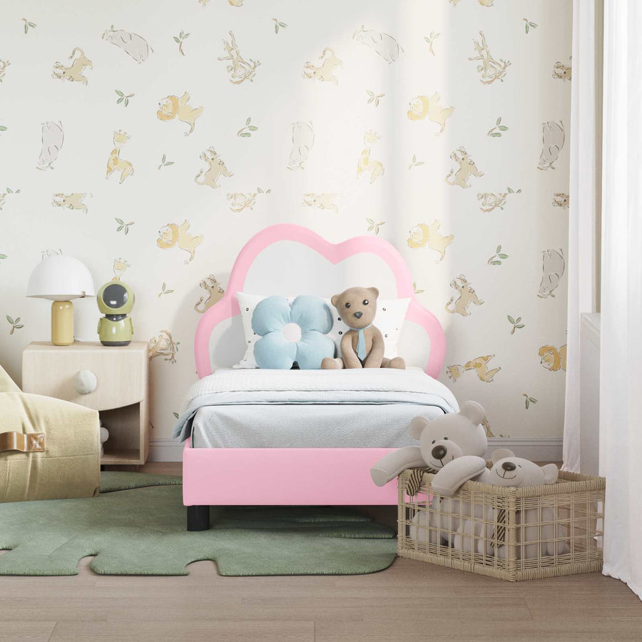 Peuterbedframe met hoofdbord met hoofdeinde Roze 70 x 140 cm PU