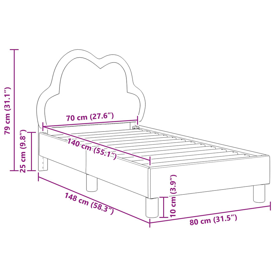 Peuterbedframe met hoofdbord met hoofdeinde Roze 70 x 140 cm PU