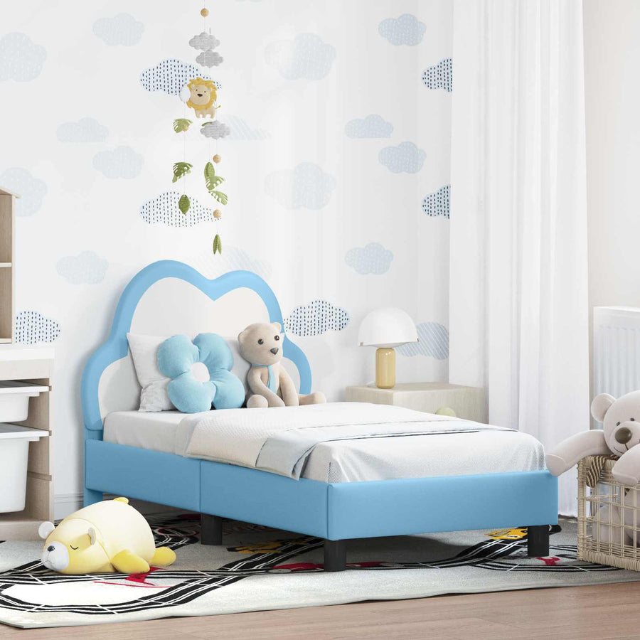 Peuterbedframe met hoofdbord Blauw 70 x 140 cm PU