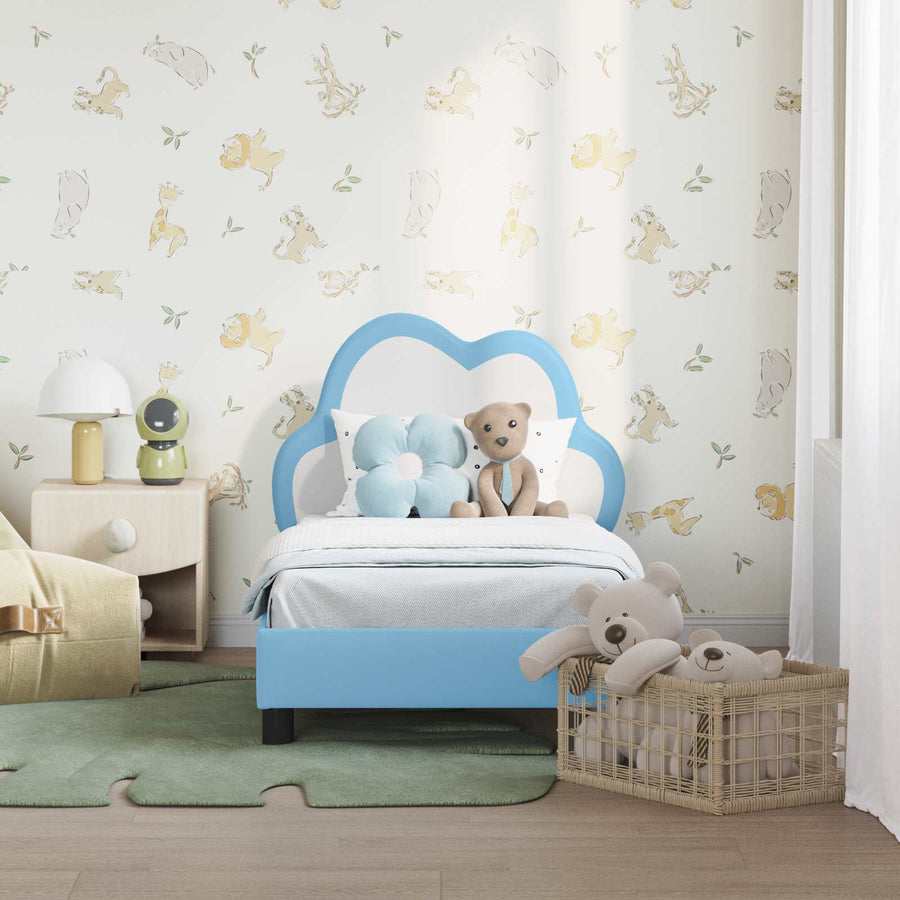 Peuterbedframe met hoofdbord Blauw 70 x 140 cm PU