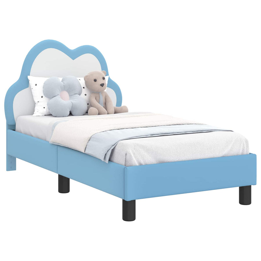 Peuterbedframe met hoofdbord Blauw 70 x 140 cm PU