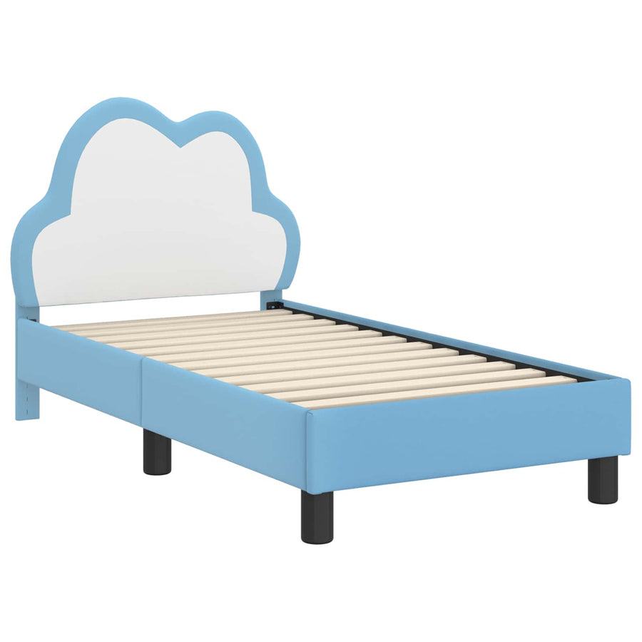 Peuterbedframe met hoofdbord Blauw 70 x 140 cm PU