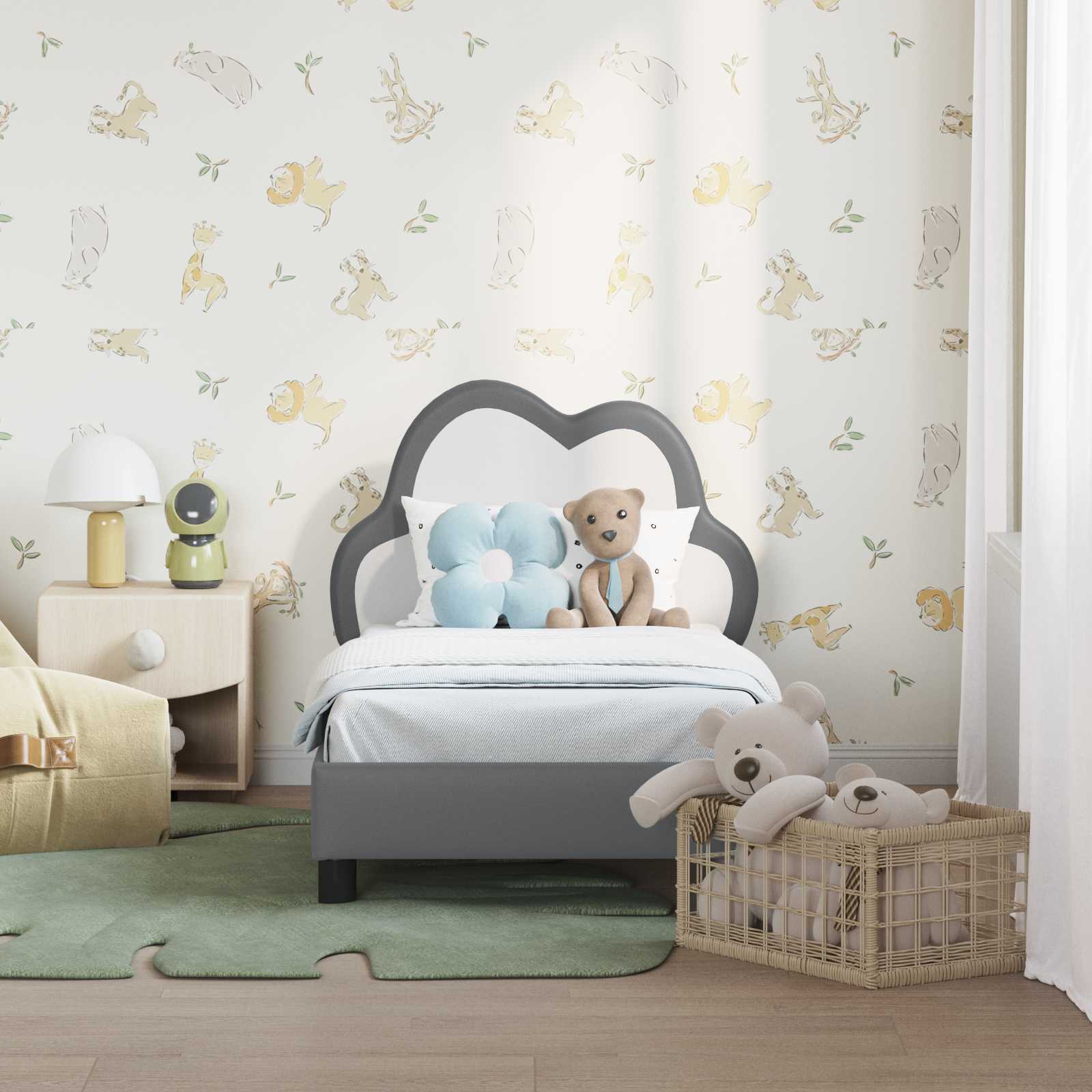 Peuterbedframe met hoofdbord Lichtgrijs 70 x 140 cm PU