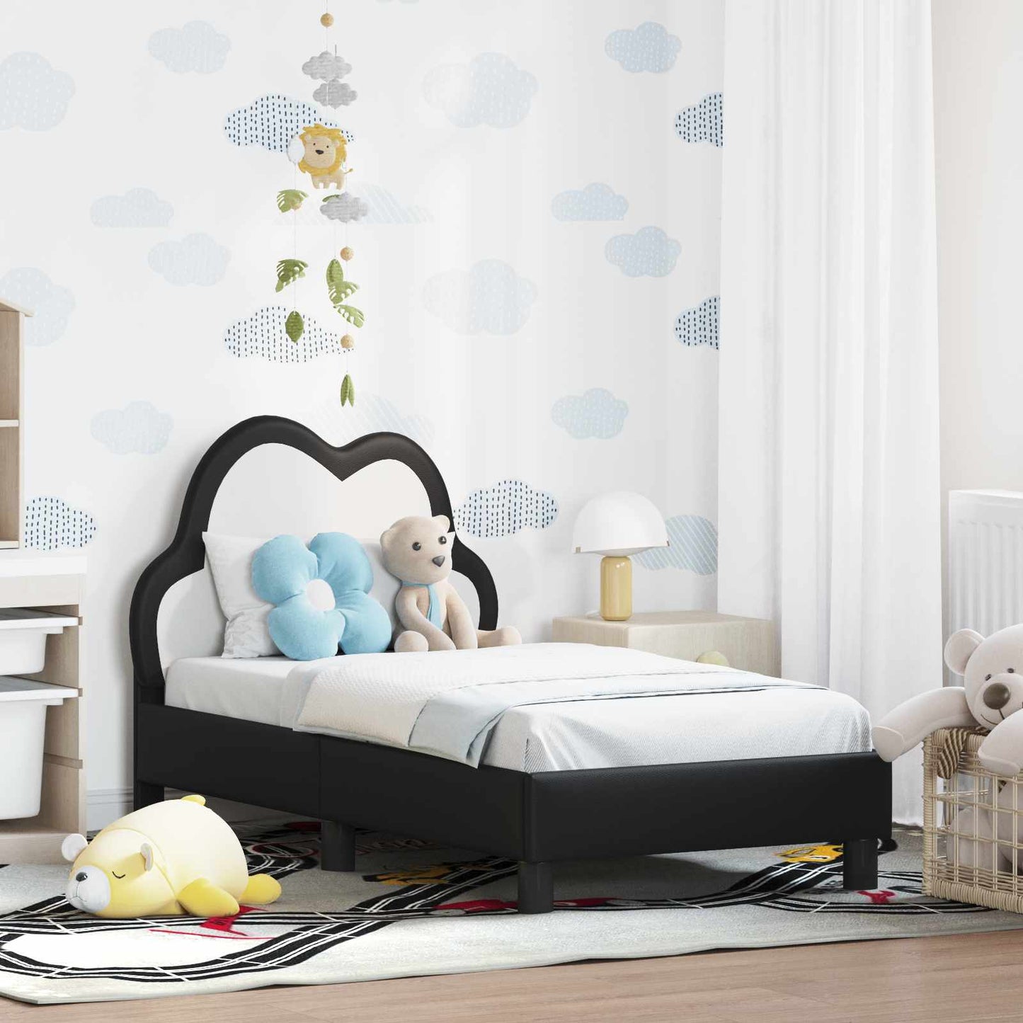 Peuterbedframe met hoofdbord Zwart 70 x 140 cm PU