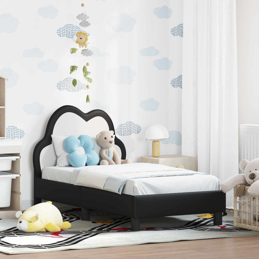Peuterbedframe met hoofdbord Zwart 70 x 140 cm PU