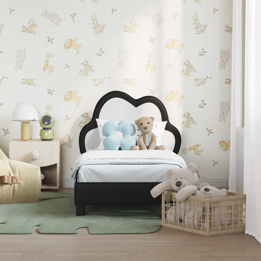 Peuterbedframe met hoofdbord Zwart 70 x 140 cm PU