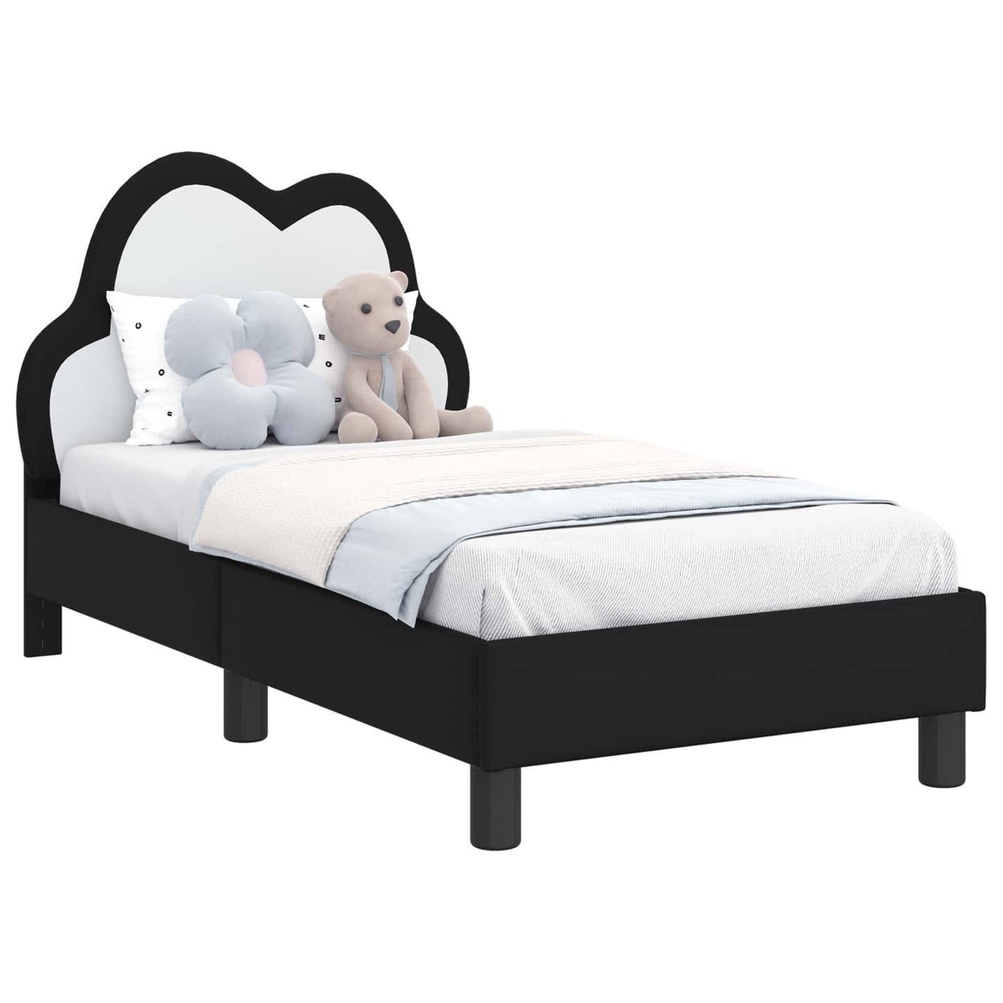 Peuterbedframe met hoofdbord Zwart 70 x 140 cm PU