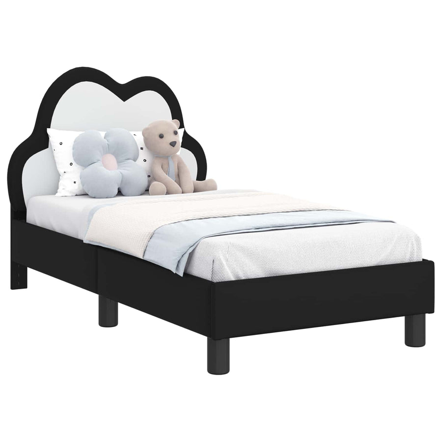 Peuterbedframe met hoofdbord Zwart 70 x 140 cm PU