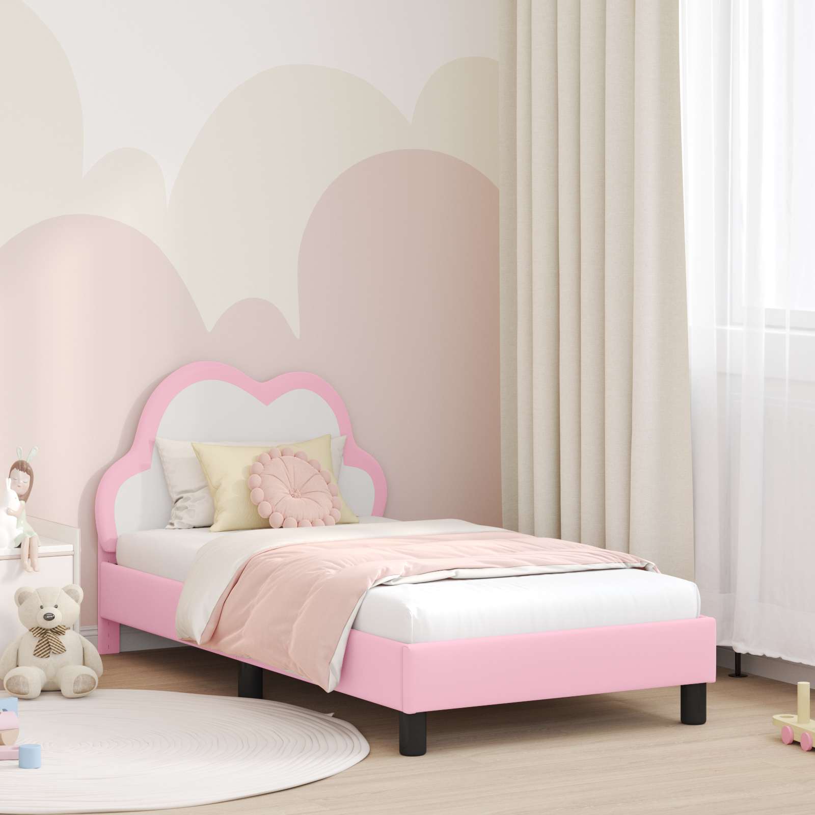 Bedframe voor kinderen met hoofdbord Roze 80 x 160 cm PU