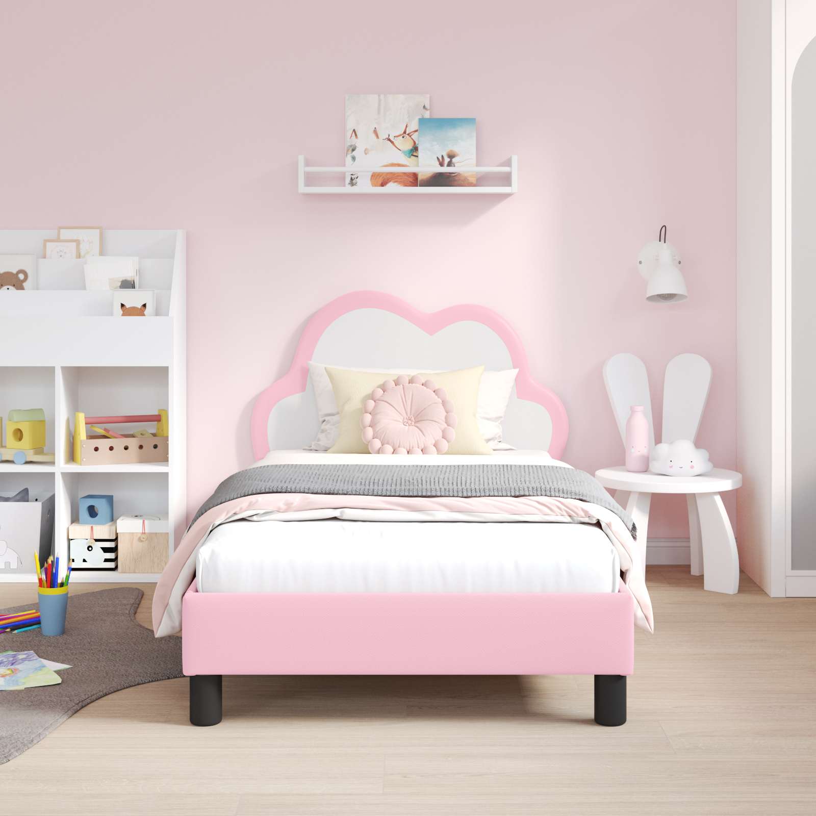 Bedframe voor kinderen met hoofdbord Roze 80 x 160 cm PU
