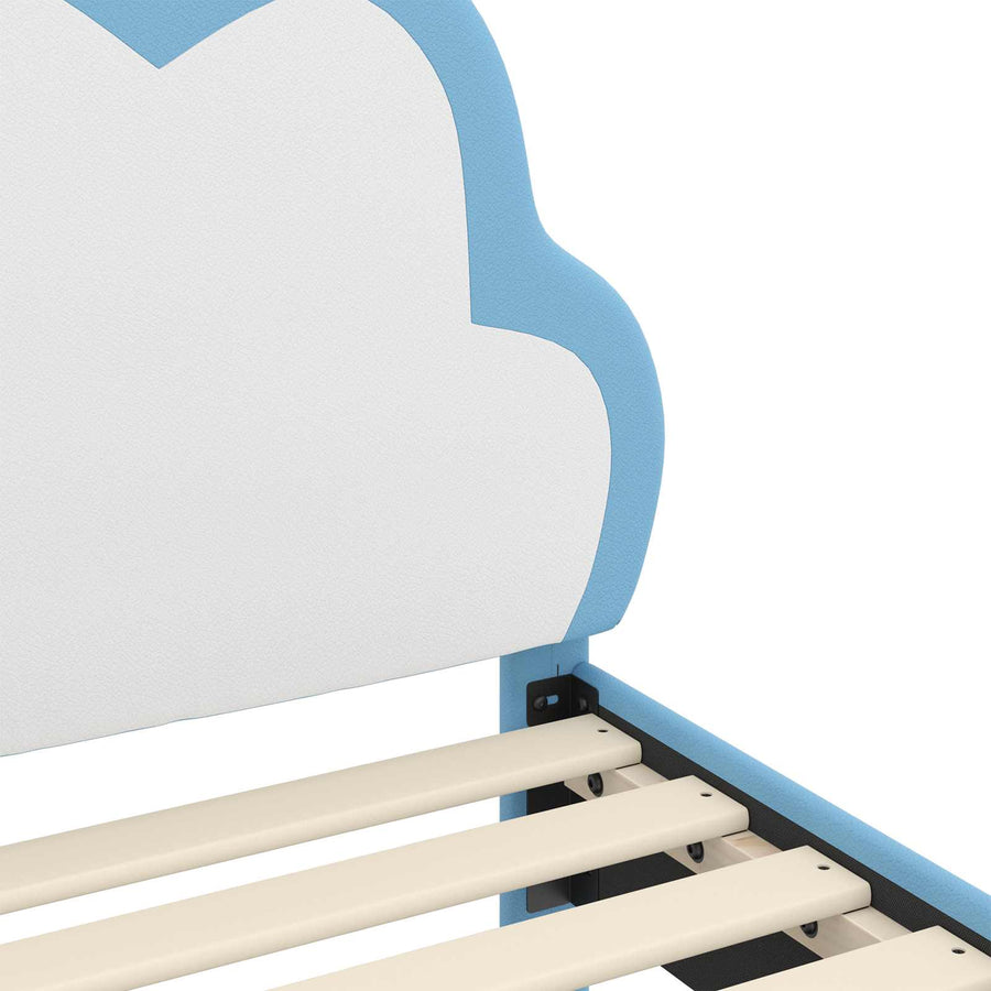 Bedframe voor kinderen met hoofdbord Blauw 80 x 160 cm PU