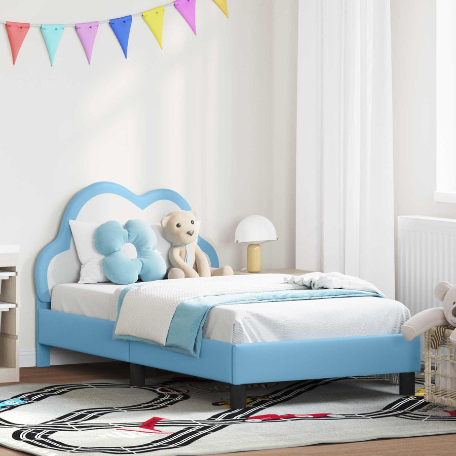 Bedframe voor kinderen met hoofdbord Blauw 80 x 160 cm PU