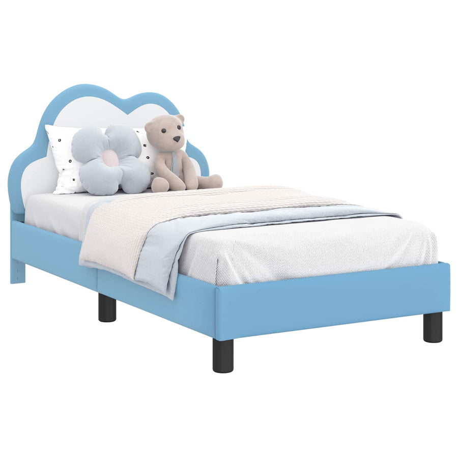 Bedframe voor kinderen met hoofdbord Blauw 80 x 160 cm PU
