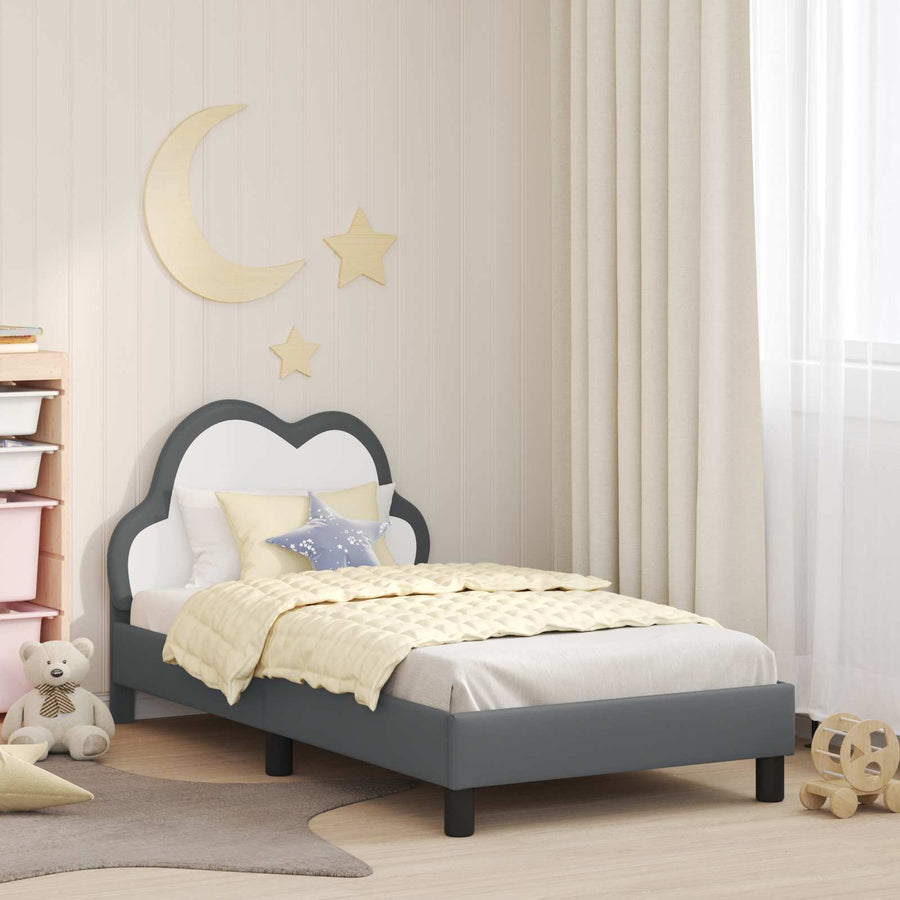 Bedframe voor kinderen met hoofdbord Lichtgrijs 80 x 160 cm PU