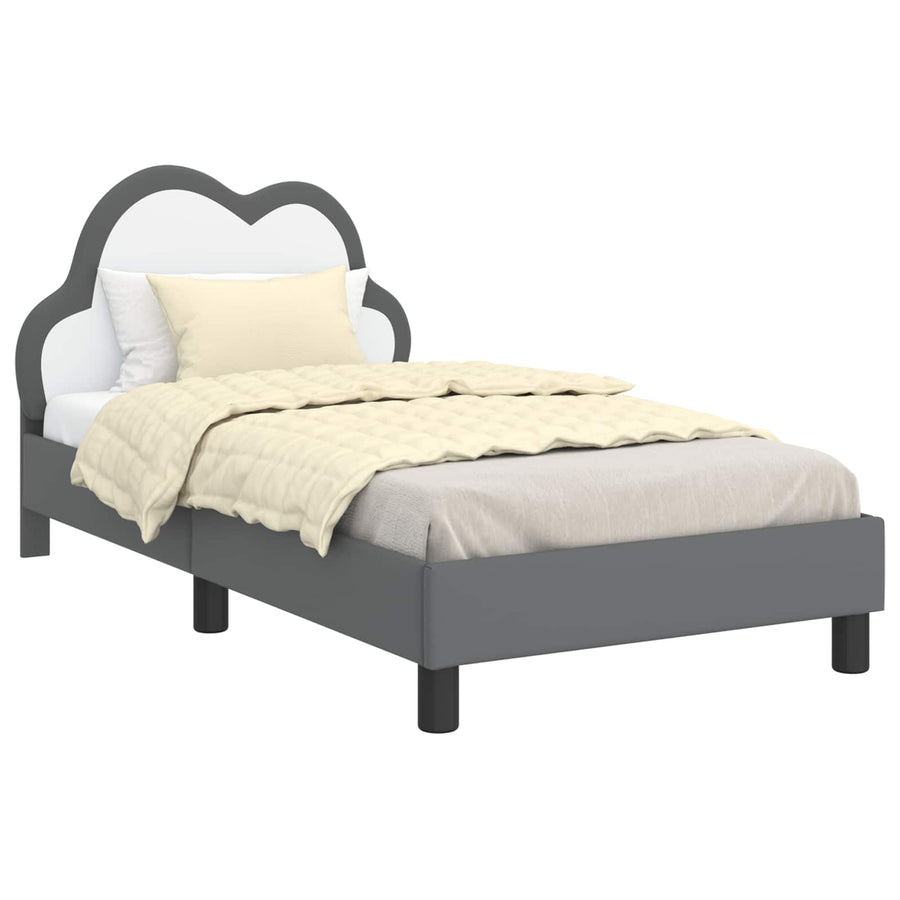 Bedframe voor kinderen met hoofdbord Lichtgrijs 80 x 160 cm PU