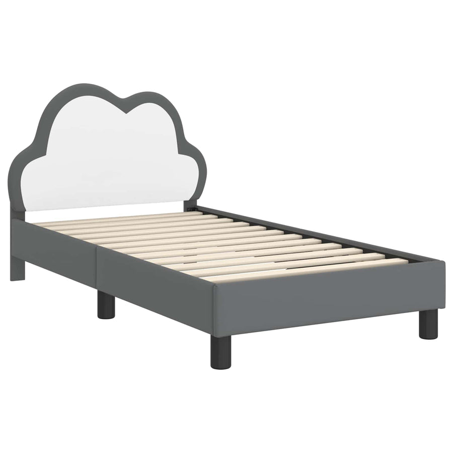 Bedframe voor kinderen met hoofdbord Lichtgrijs 80 x 160 cm PU