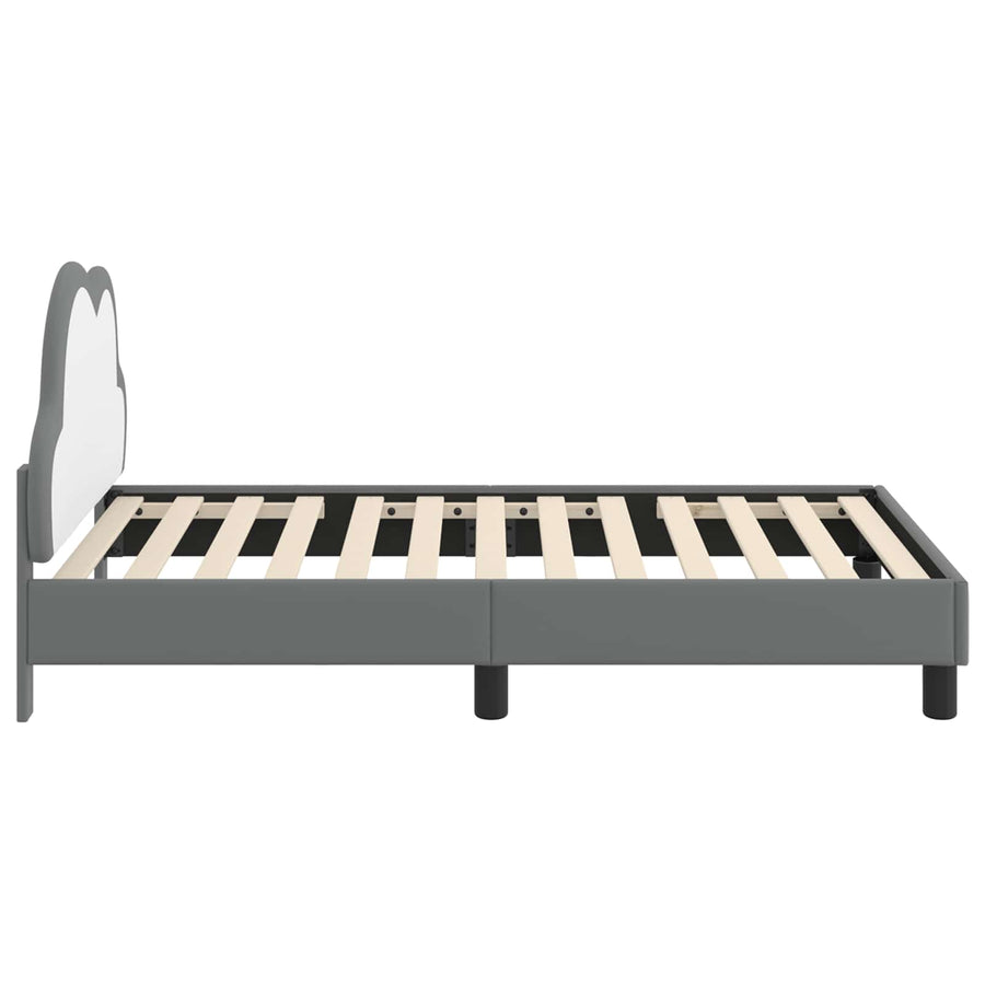 Bedframe voor kinderen met hoofdbord Lichtgrijs 80 x 160 cm PU