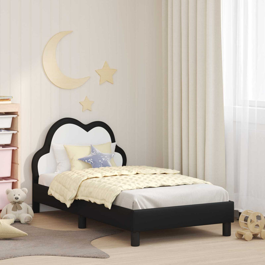 Bedframe voor kinderen met hoofdbord Zwart 80 x 160 cm PU