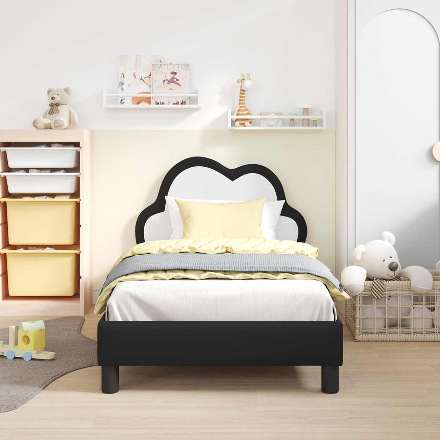 Bedframe voor kinderen met hoofdbord Zwart 80 x 160 cm PU
