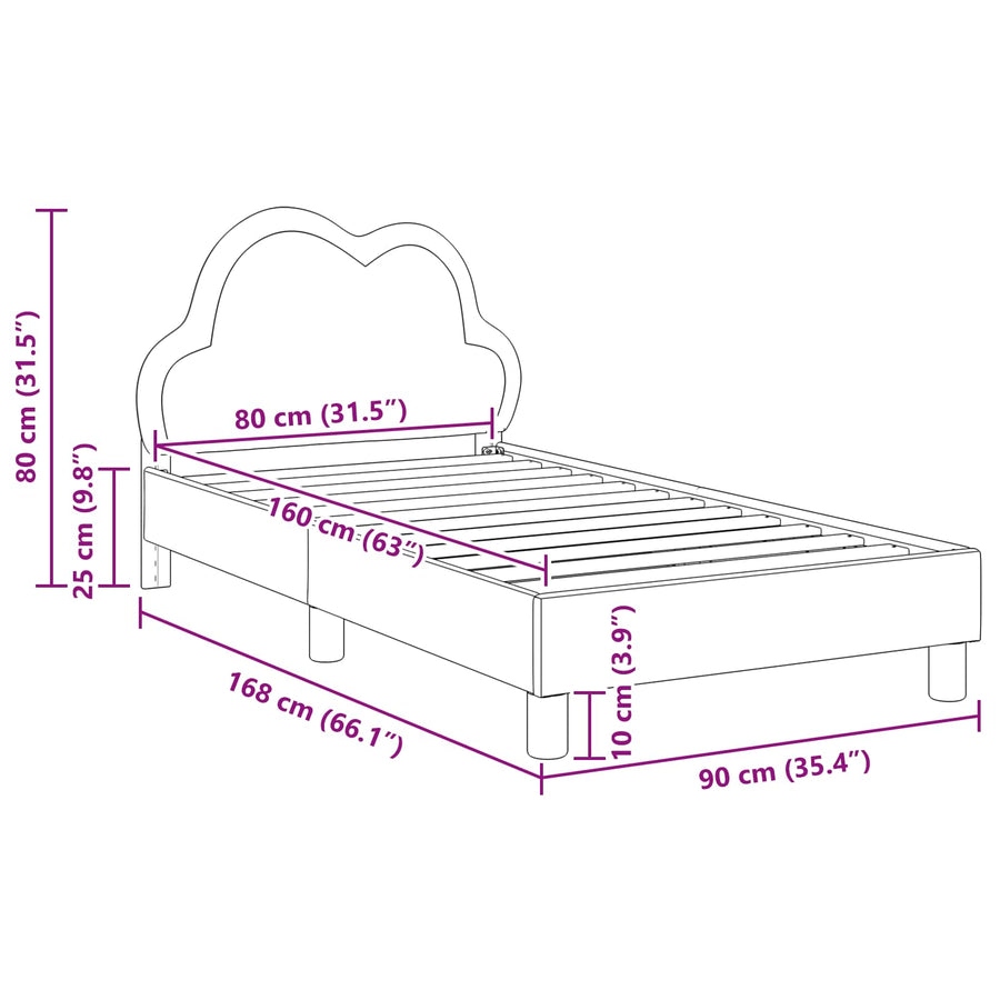 Bedframe voor kinderen met hoofdbord Zwart 80 x 160 cm PU