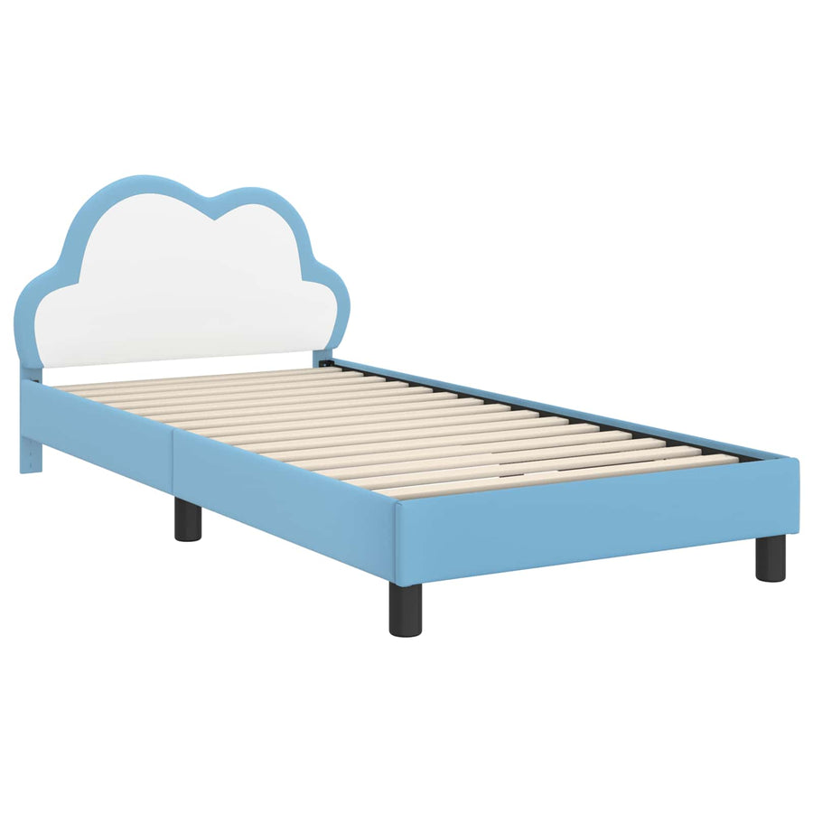 Bedframe voor kinderen met hoofdbord Blauw 90 x 190 cm PU