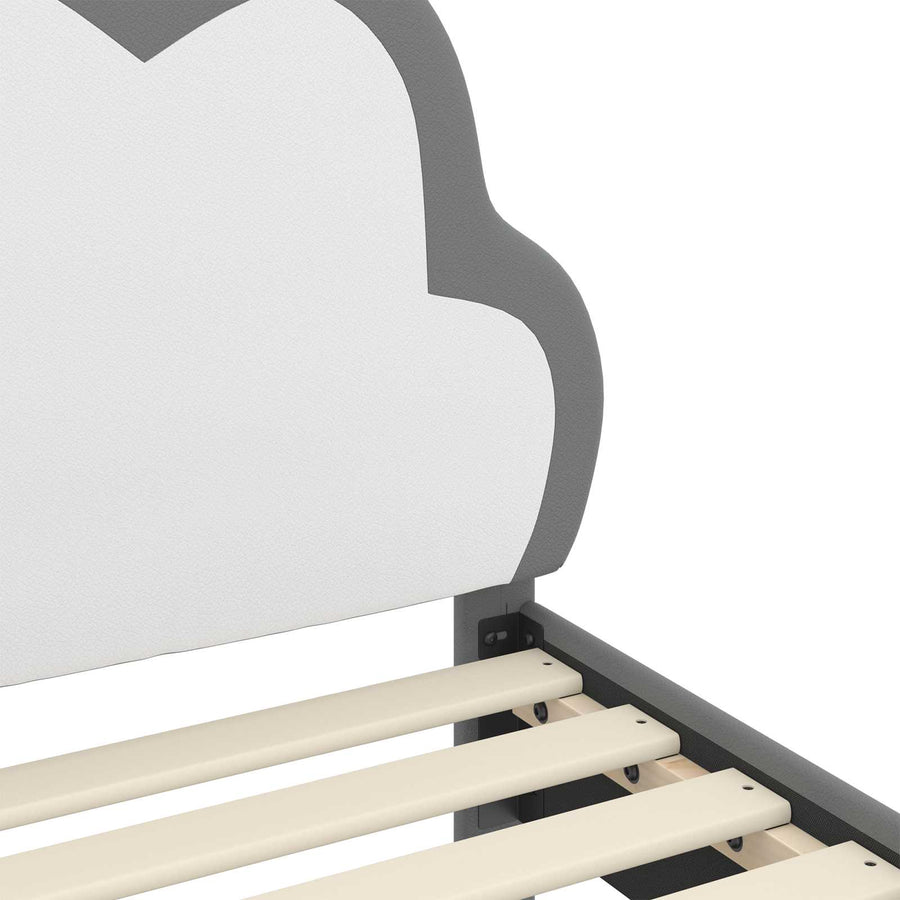 Bedframe voor kinderen met hoofdbord Lichtgrijs 90 x 190 cm PU