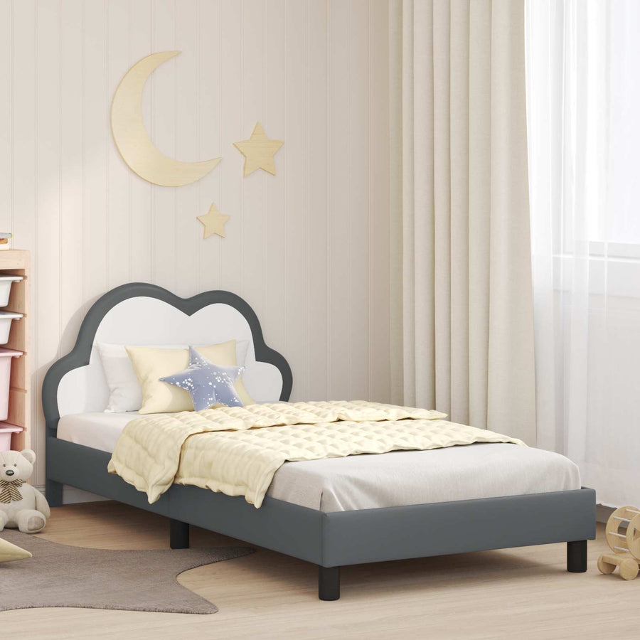 Bedframe voor kinderen met hoofdbord Lichtgrijs 90 x 190 cm PU