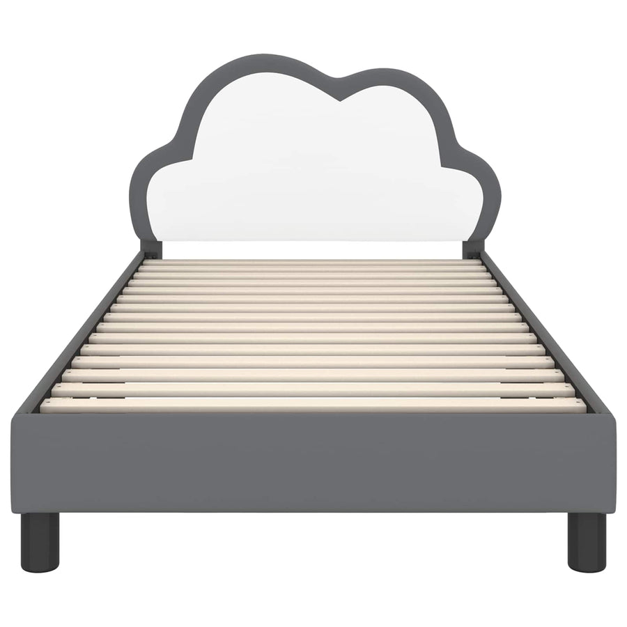 Bedframe voor kinderen met hoofdbord Lichtgrijs 90 x 190 cm PU