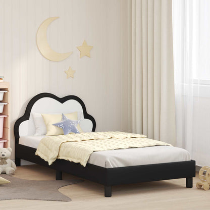 Bedframe voor kinderen met hoofdbord Zwart 90 x 190 cm PU