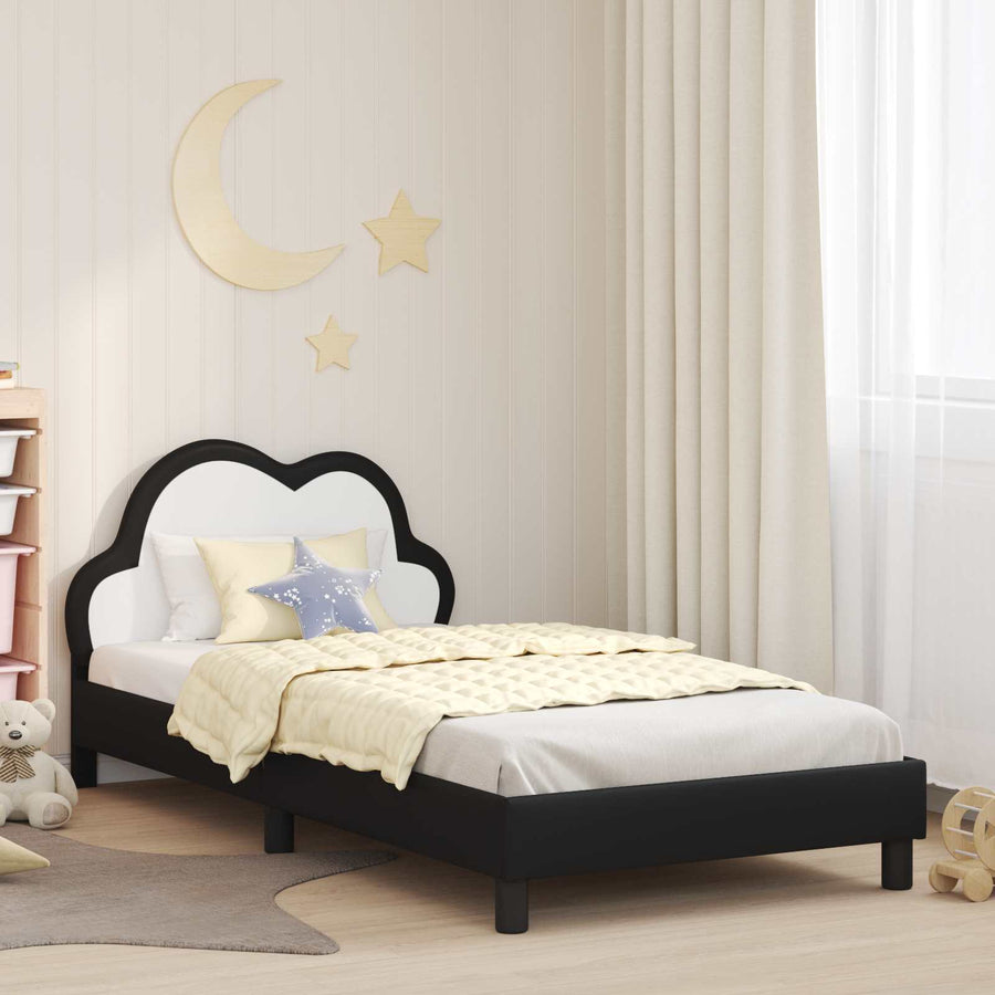 Bedframe voor kinderen met hoofdbord Zwart 90 x 190 cm PU