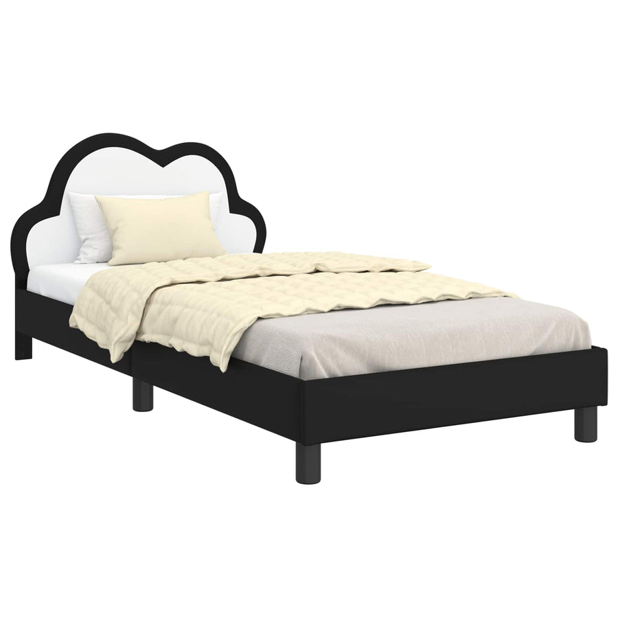 Bedframe voor kinderen met hoofdbord Zwart 90 x 190 cm PU