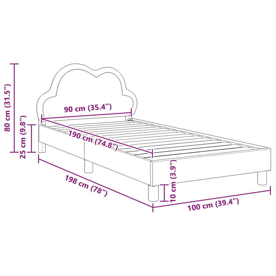 Bedframe voor kinderen met hoofdbord Zwart 90 x 190 cm PU