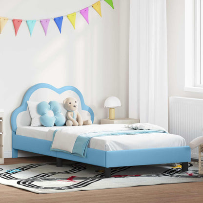 Bedframe voor kinderen met hoofdbord Blauw 90 x 200 cm PU