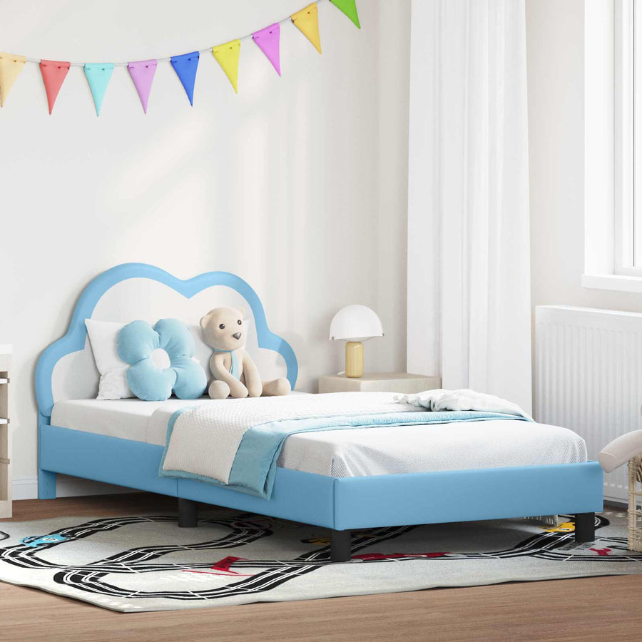 Bedframe voor kinderen met hoofdbord Blauw 90 x 200 cm PU