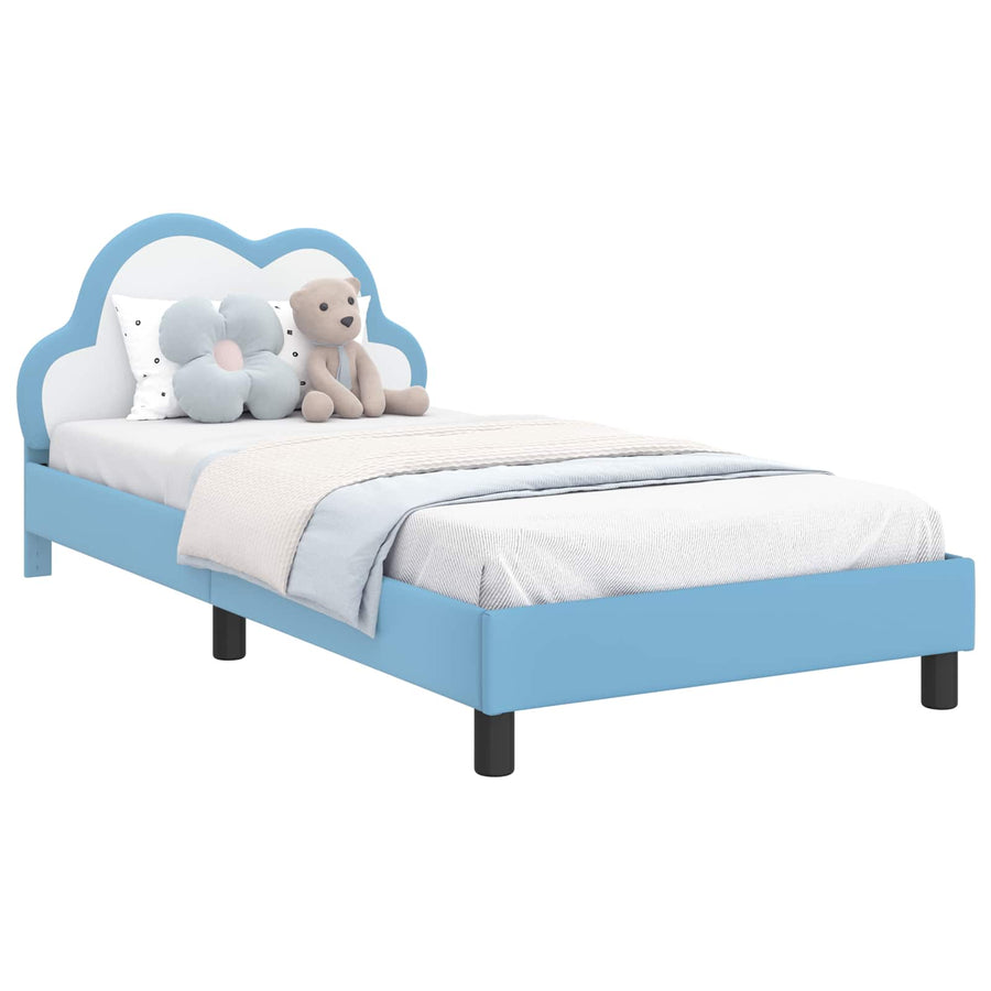 Bedframe voor kinderen met hoofdbord Blauw 90 x 200 cm PU
