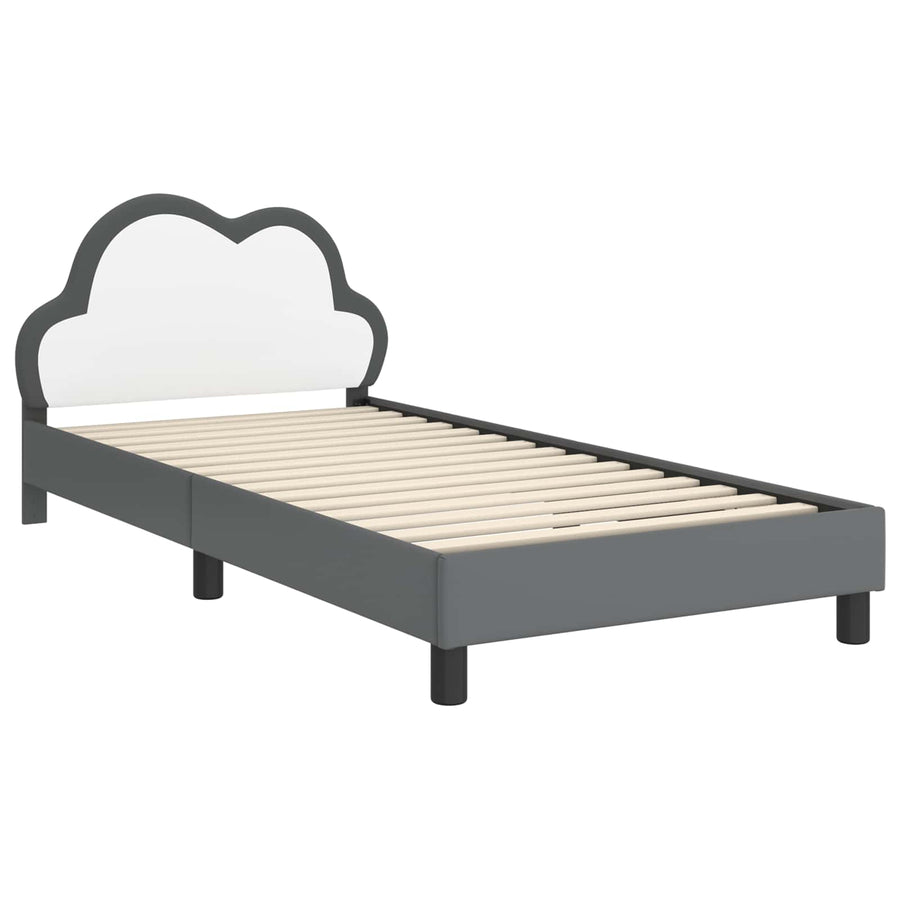 Bedframe voor kinderen met hoofdbord Lichtgrijs 90 x 200 cm PU