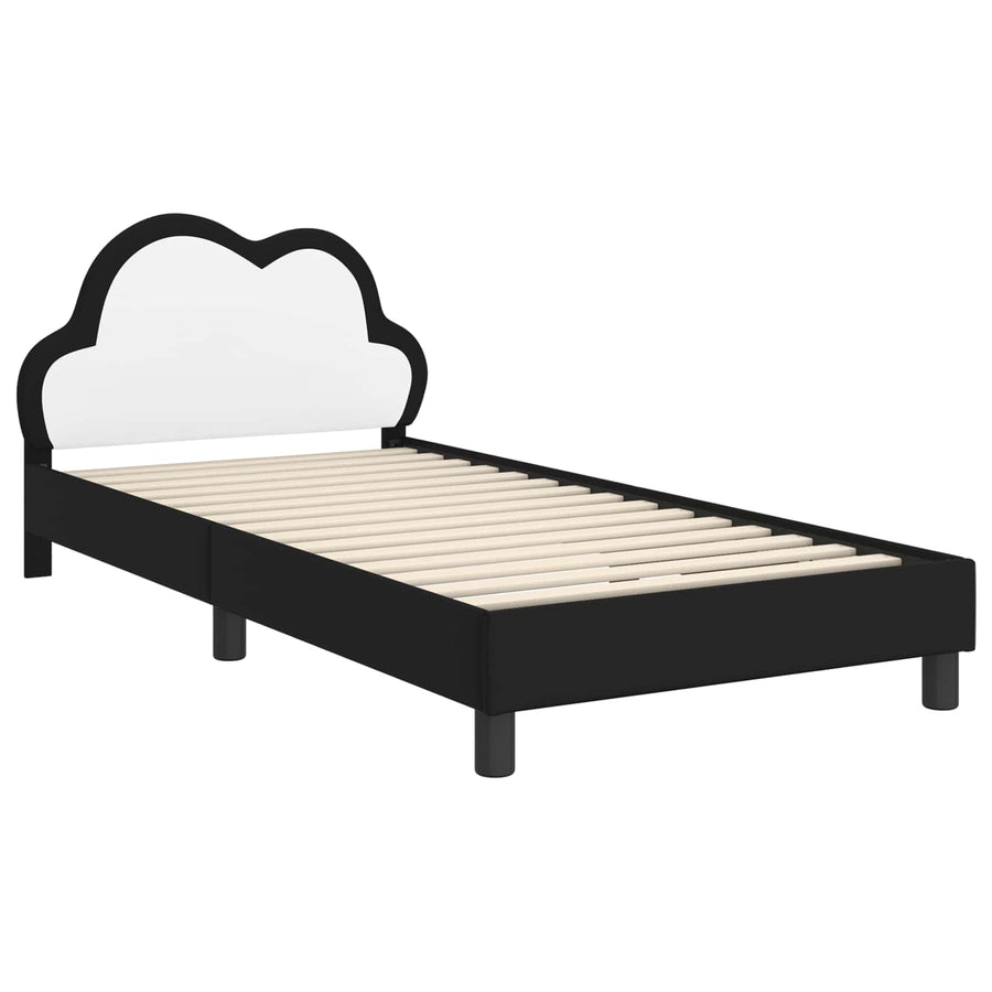 Bedframe voor kinderen met hoofdbord Zwart 90 x 200 cm PU