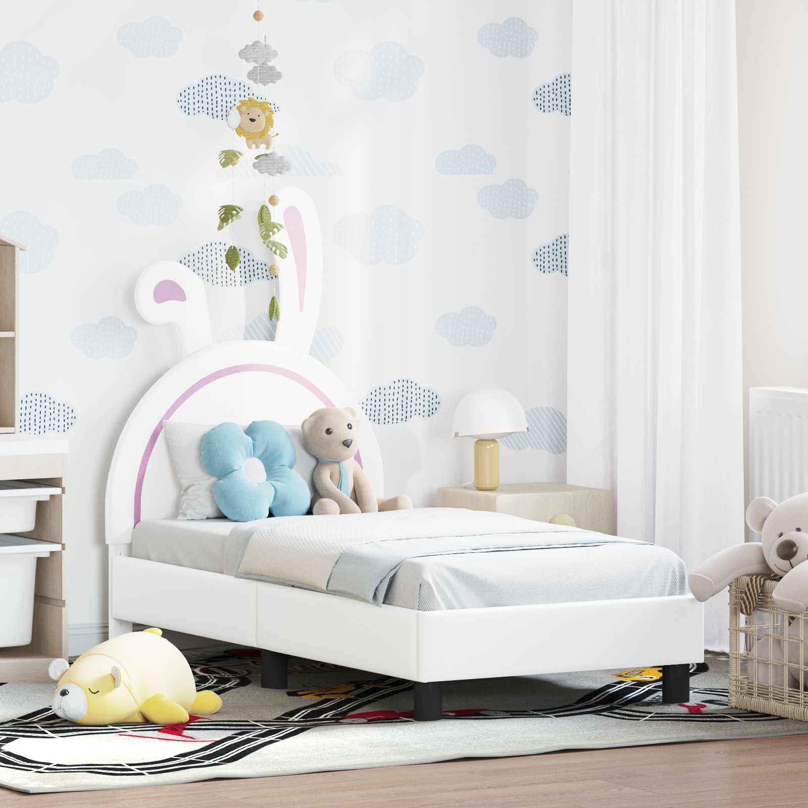 Peuterbedframe met hoofdbord met hoofdeinde Wit 70 x 140 cm PU