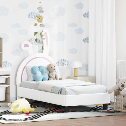 Peuterbedframe met hoofdbord met hoofdeinde Wit 70 x 140 cm PU