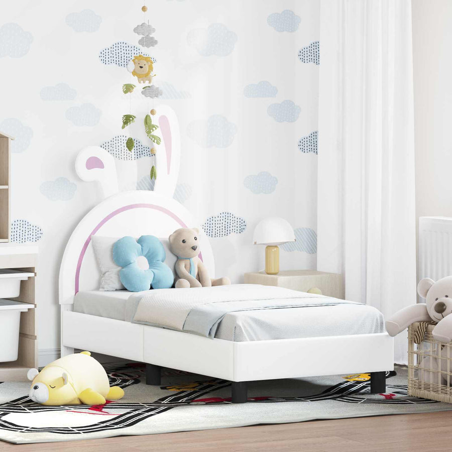 Peuterbedframe met hoofdbord met hoofdeinde Wit 70 x 140 cm PU