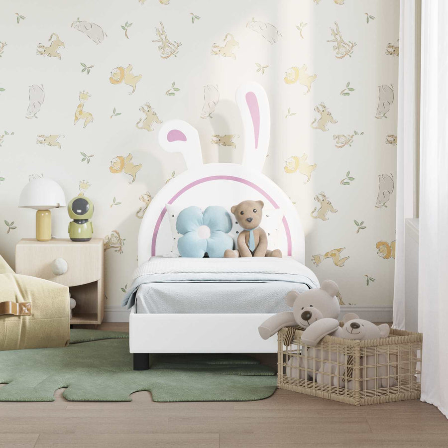 Peuterbedframe met hoofdbord met hoofdeinde Wit 70 x 140 cm PU