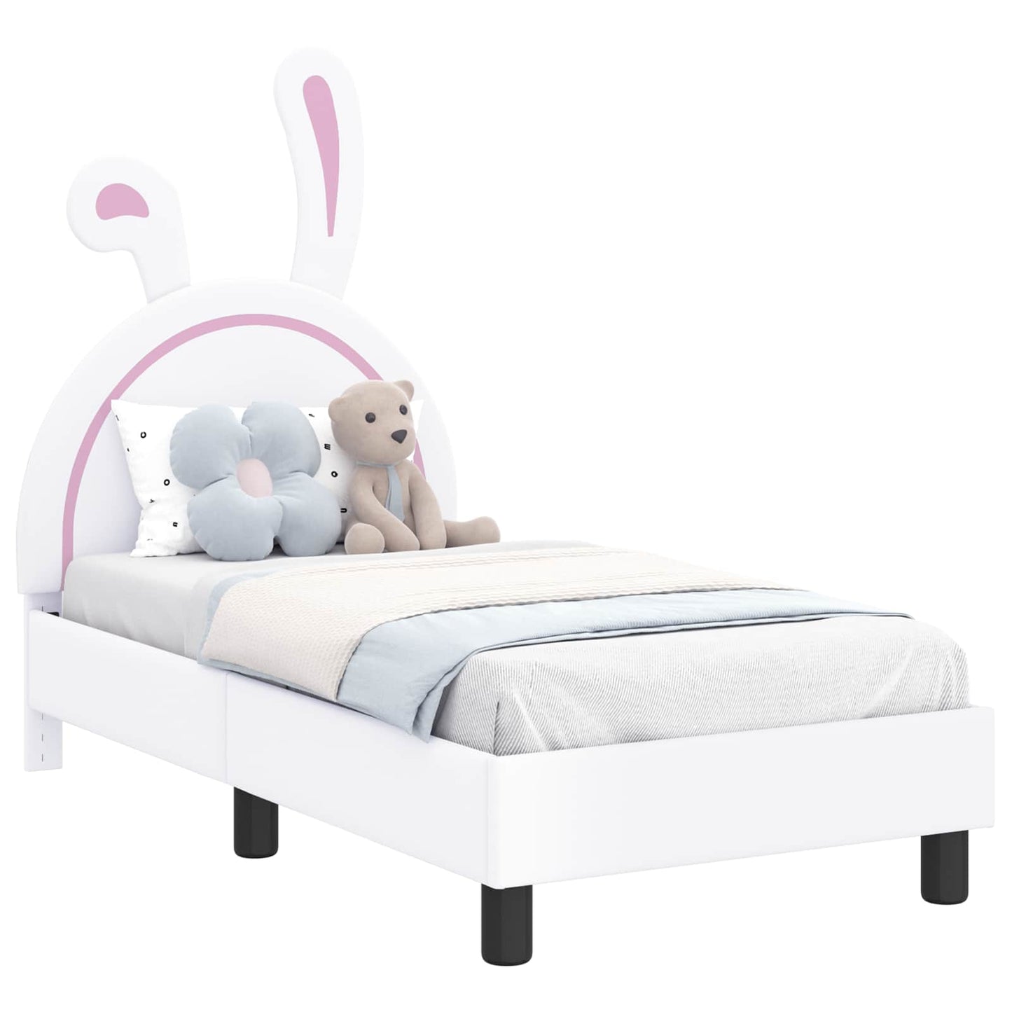 Peuterbedframe met hoofdbord met hoofdeinde Wit 70 x 140 cm PU