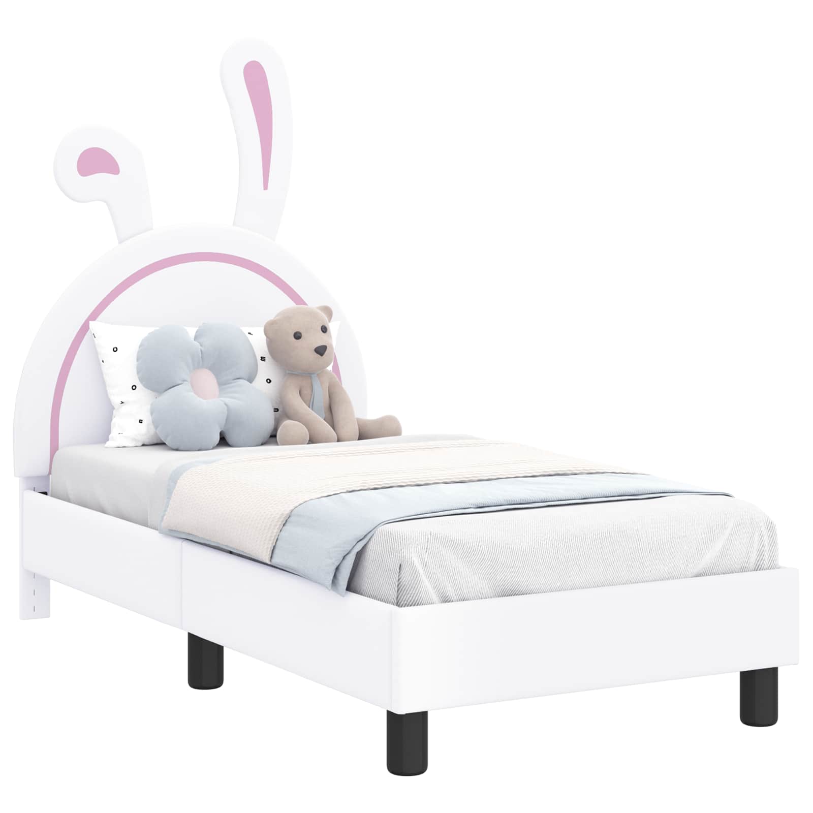 Peuterbedframe met hoofdbord met hoofdeinde Wit 70 x 140 cm PU
